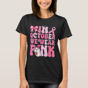 T-shirt En Octobre Nous Portons Rose Sorcière Fantôme Canc