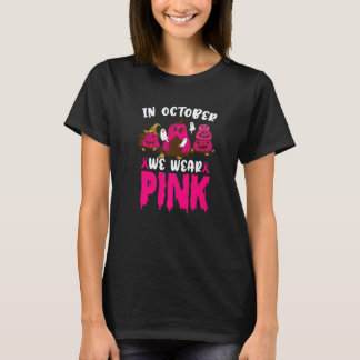 T-shirt En Octobre Nous Portons Ruban Rose Fantôme Citroui