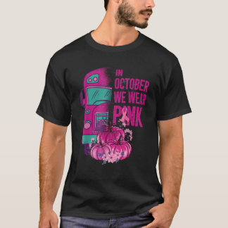 T-shirt En octobre, nous portons un bus scolaire rose pour