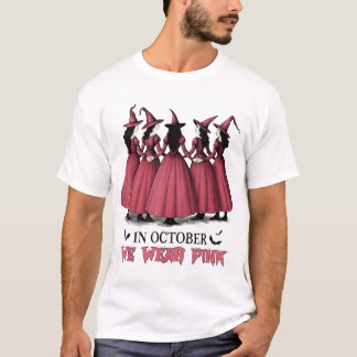 T-shirt En Octobre Nous Portons Une Sorcière Rose Hallowee