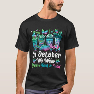 T-shirt En Octobre Nous Portons Vert Turquoise Rose Mbc Se