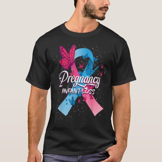 T-shirt En Octobre Porter Bleu rose Grossesse et perte de  (Devant)