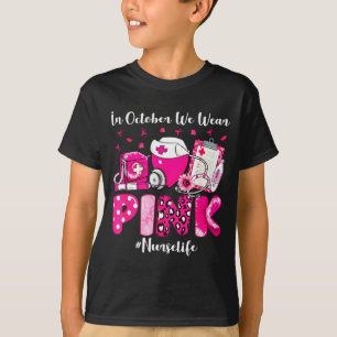 T-shirt En octobre, portez rose infirmière vie cancer du s