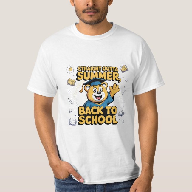 T-shirt En Plein Été, Retour À L'École Ours 🐻 🎓 (Devant)