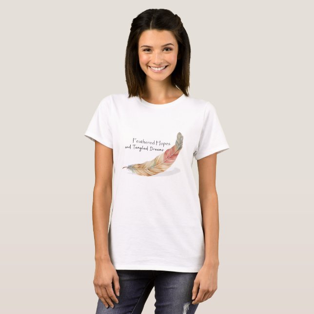 T-Shirt en plumes Boho - Style Artistique Printemp (Devant entier)