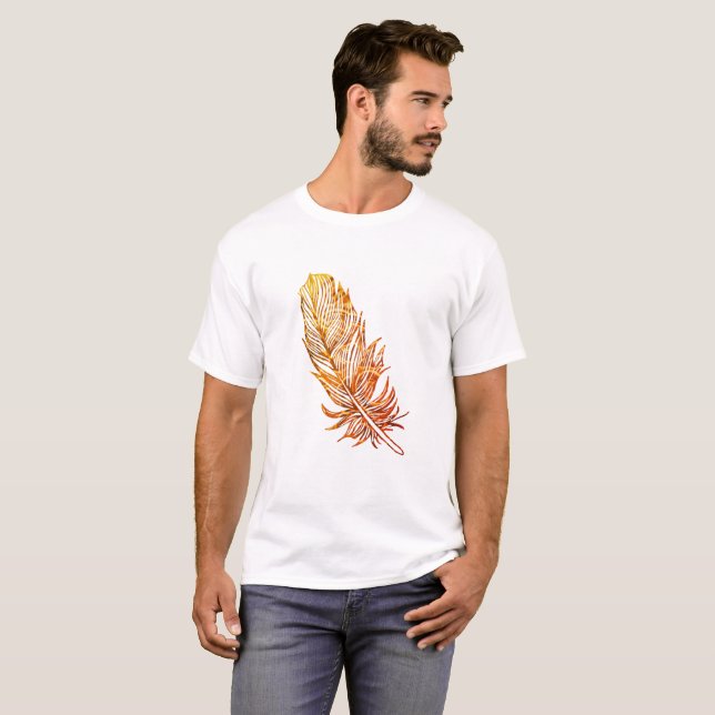 T-shirt en plumes d'or Art (Devant entier)