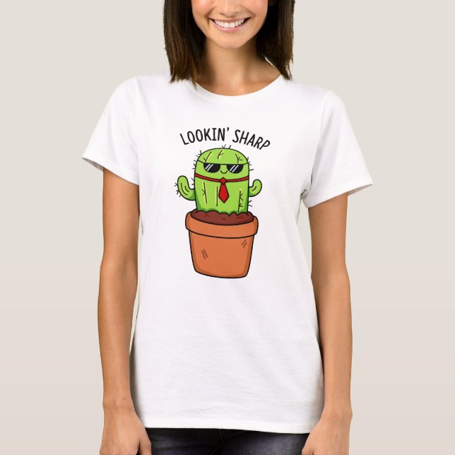 T-shirt En regardant Sharp Funny Cactus Pun (Devant)