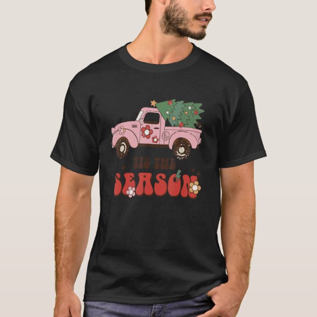 T-shirt En saison Camion Arbre de Noël Hommes Noël (Devant)