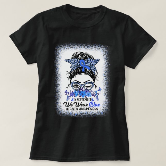 T-shirt En Septembre Nous Portons Bleu Ataxie Sensibilisat (Design devant)