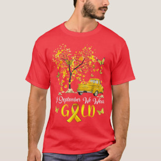 T-shirt En Septembre Nous Portons Citrouille Or Camion Enf