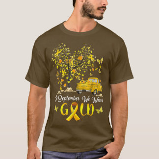 T-shirt En Septembre Nous Portons Citrouille Or Camion Enf