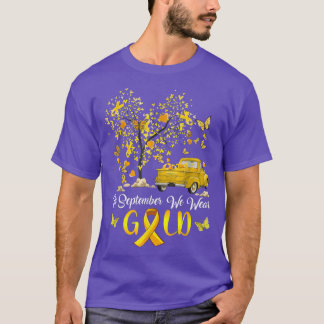 T-shirt En Septembre Nous Portons Citrouille Or Camion Enf