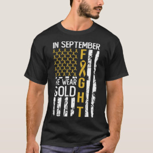 T-shirt En Septembre Nous Portons De L'or Usa Cancer De L'