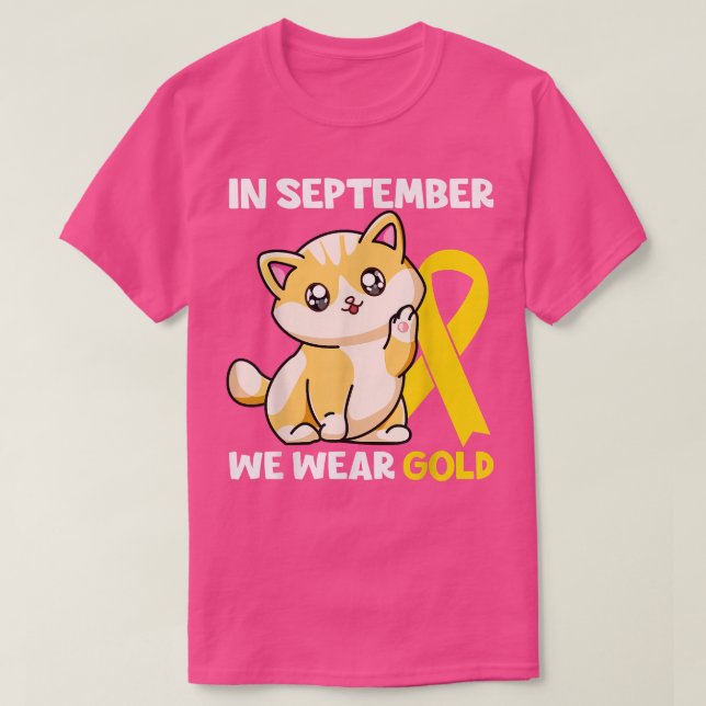 T-shirt En Septembre Nous Portons Gold Chat Cancer Enfance (Design devant)