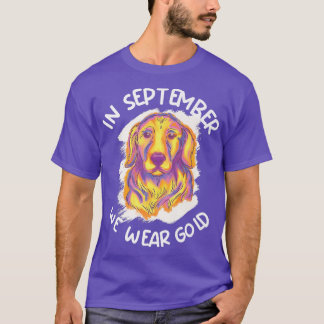 T-shirt En Septembre Nous Portons Gold Chien Cancer Enfanc