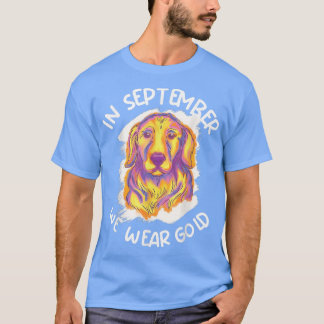 T-shirt En Septembre Nous Portons Gold Chien Cancer Enfanc