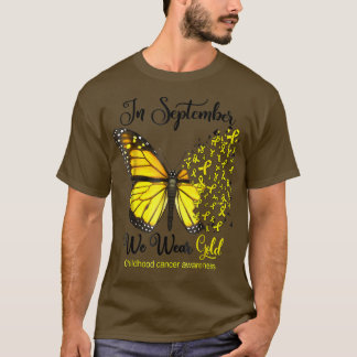 T-shirt En Septembre Nous Portons Le Papillon Or Enfance C