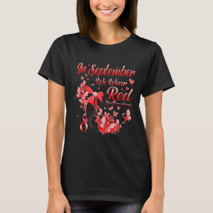 T-shirt En Septembre Nous Portons Le Papillon Rouge Cancer