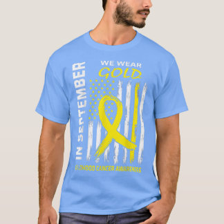 T-shirt En Septembre Nous Portons Or Drapeau Enfance Cance