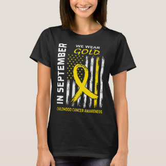 T-shirt En Septembre Nous Portons Or Drapeau Enfance Cance