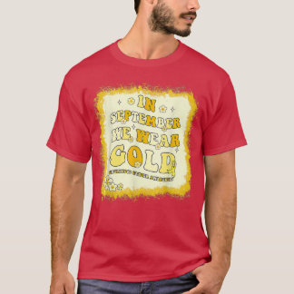 T-shirt En Septembre Nous Portons Or Retro Cancer Enfance 