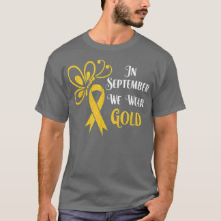 T-shirt En Septembre Nous Portons Or Ruban Butterfly Child