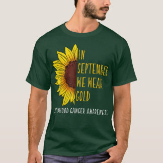 T-shirt En Septembre Porter Gold Enfhood Cancer Sensibilis