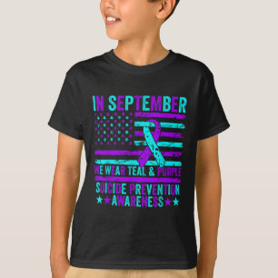 T-shirt En Septembre Porter Turquoise Purple Suicide Préve