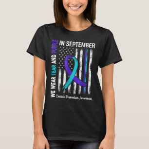 T-shirt En Septembre Porter Turquoise Purple Us Drapeau Pr