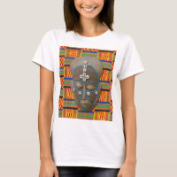 T-Shirt en tissu Kente, Masque Tribal Africain
