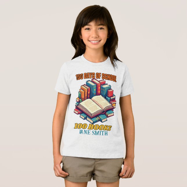 T-shirt En Tri-matière 100 Jours d'école" Design - Lecture célébré (Recto plein)
