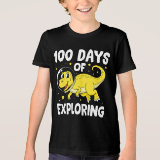 T-shirt En Tri-matière 100 Jours D'Exploration De L'Astronaute Dinosaure 