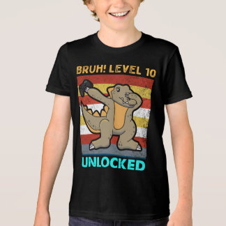 T-shirt En Tri-matière 10 Anniversaire Dabbing Dinosaur Bruh 10 leve
