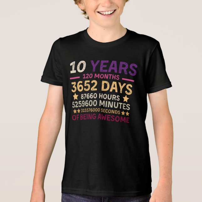 T-shirt En Tri-matière 10 ans 120 mois d'être génial 10e anniversaire (Recto)