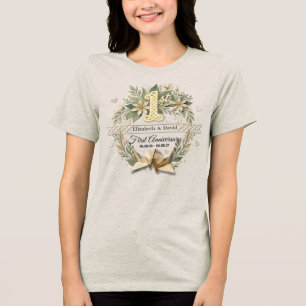 T-shirt En Tri-matière 1ère Fête de Mariage en Papier Grues Florales Coup