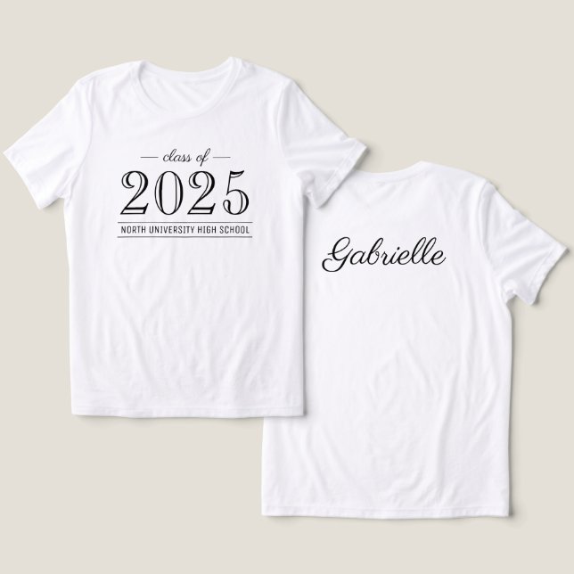 T-shirt En Tri-matière 2022 Elegant Black and White Custom Graduation (Design Recto & Verso)