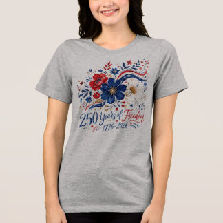 T-shirt En Tri-matière 250 Ans de Fleurs de Couleur Pétriotique de Libert