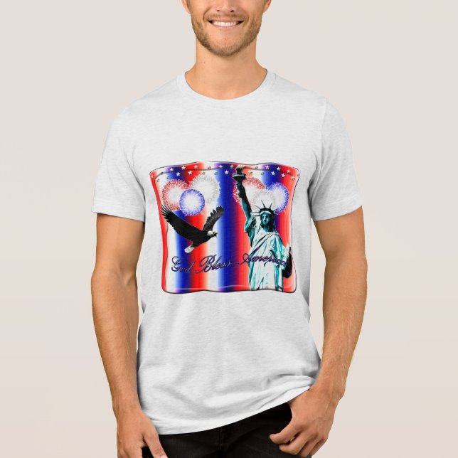 T-shirt En Tri-matière 4 juillet Patriotic American USA Fireworks (Recto)