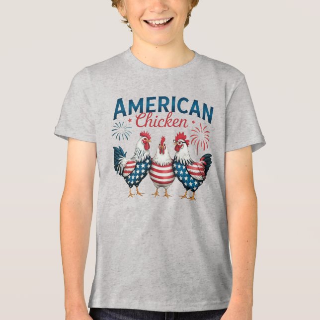 T-shirt En Tri-matière 4 juillet Patriotique Américain Poulet-62987 T-Shi (Recto)