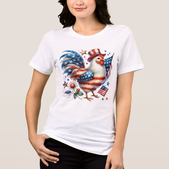 T-shirt En Tri-matière 4 juillet Poulet Clipart-61531 (Recto)