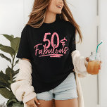 T-shirt En Tri-matière 50 & Fabuleux Parties scintillant rose 50e Anniver<br><div class="desc">Ce design moderne présente le texte "50 & Fabulous" en script de calligraphie de parties scintillant rose. Parfait pour un cadeau ou une fête de 50e anniversaire.</div>