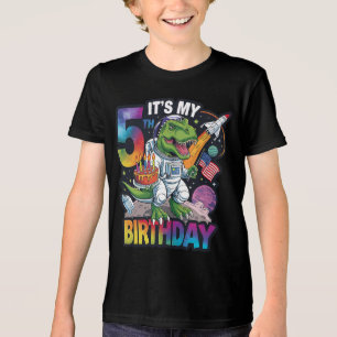 T-shirt En Tri-matière 5e anniversaire Dinosaure Astronaut T-Rex Space Ki