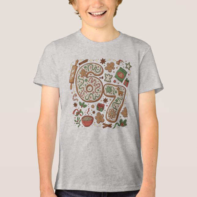 T-shirt En Tri-matière 67 Funny 6 7 Six Seven Gingerbread Cookie Holiday (Recto)