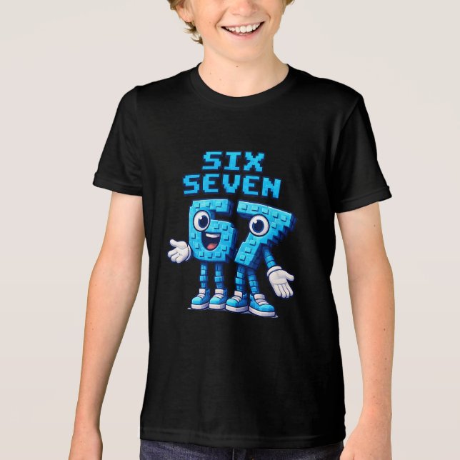 T-shirt En Tri-matière 67 Six Seven Blue Retro Pop Culture (Recto)