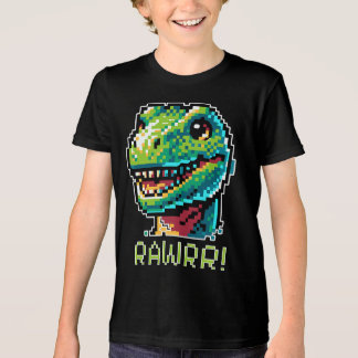 T-shirt En Tri-matière 8-Bit Jeu Pixellée Dinosaure Art Paléontologie
