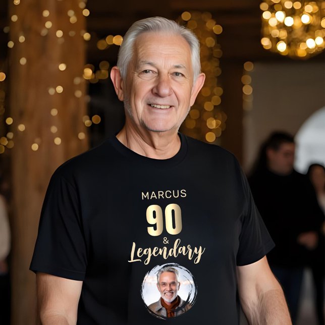 T-shirt En Tri-matière 90 & Legendary Gold Photo 90th Birthday  (Créateur téléchargé)