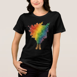 T-shirt En Tri-matière A Rainbow in Beige Boots
