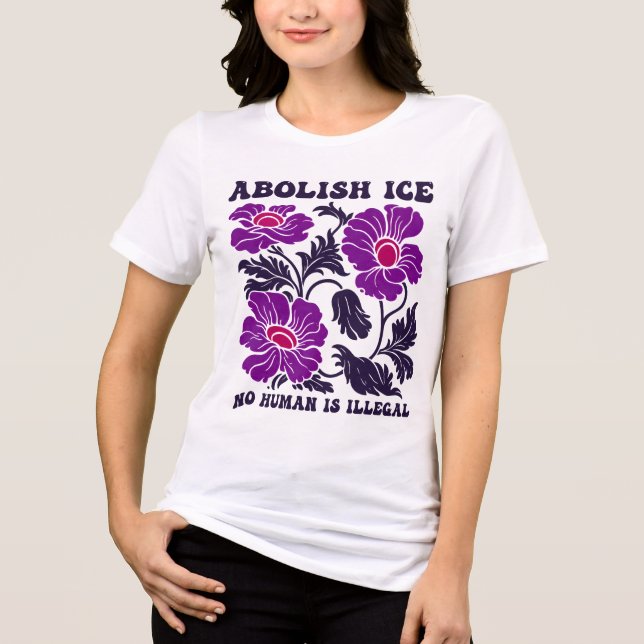 T-shirt En Tri-matière Abolish ICE No Human Is Illegal Floral Activist (Recto)
