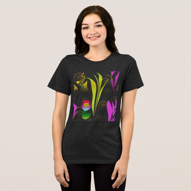 T-shirt En Tri-matière Abstract Floral with Spirals 1 (Recto plein)