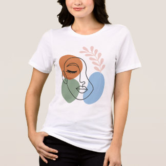 T-shirt En Tri-matière Abstract Line Art Face with Botanical Flair